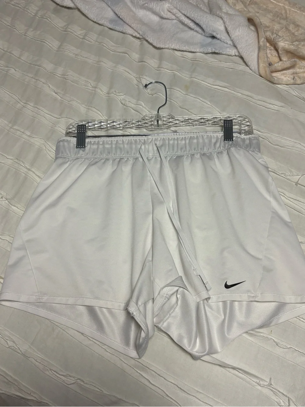 Nike White Athletic Shorts with Black Trim
